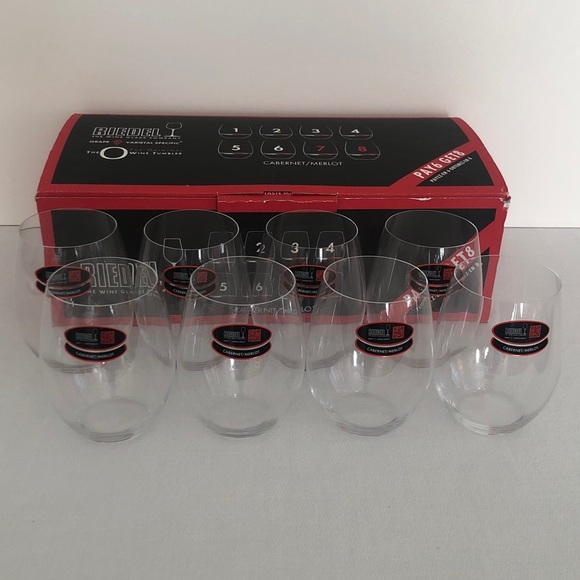 RIEDEL The O Wine Tumbler Cabernet/Merlot - 8 Stemless Wine Glasses - NWT - Picture 2 of 14